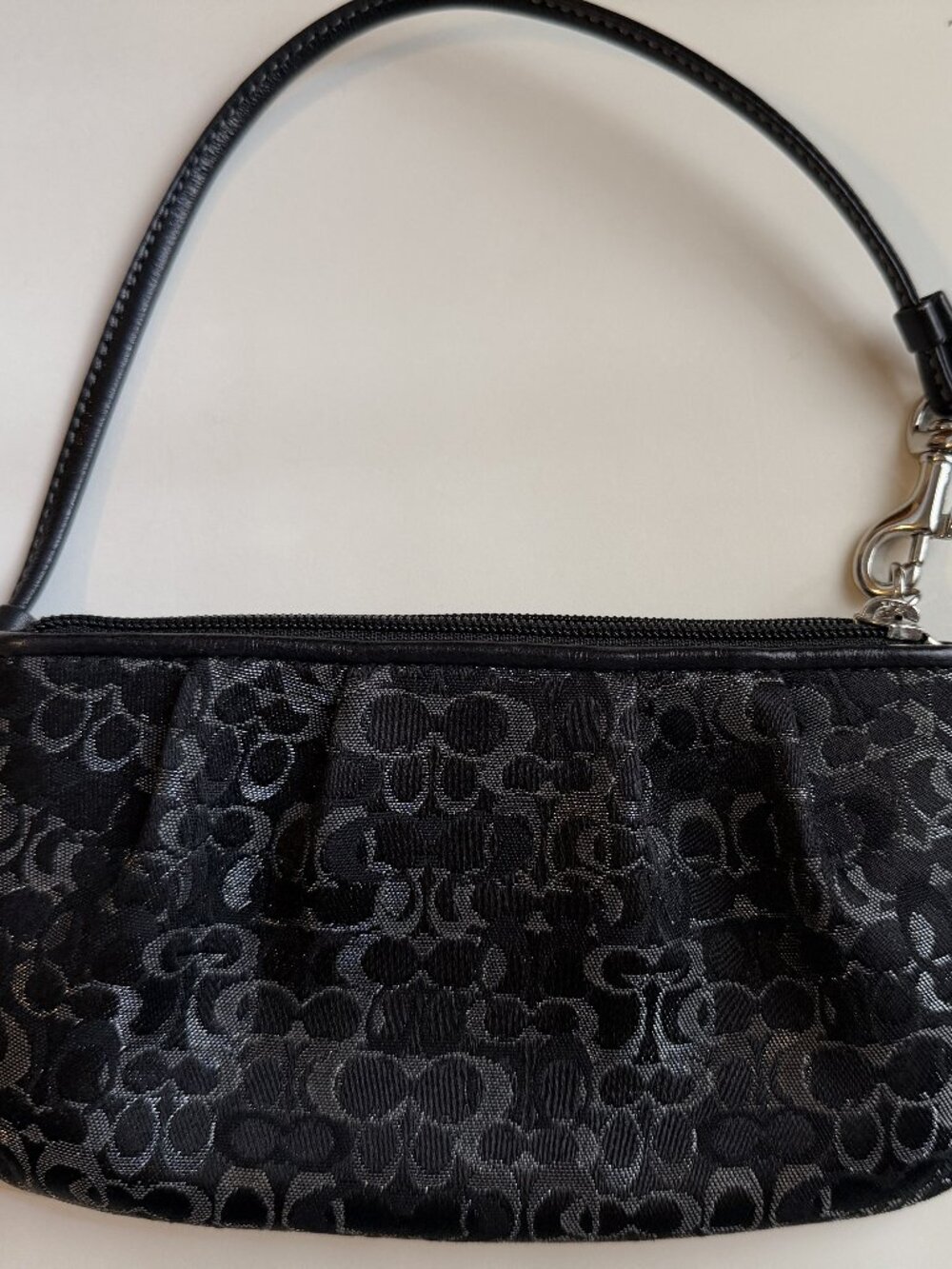 Vintage Coach Black and Silver Signature Wristlet